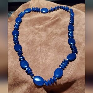 Vintage Elegant Blue Beaded Statement Necklace